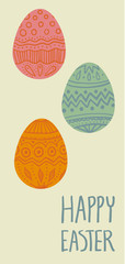 Happy Easter card with 3 eggs