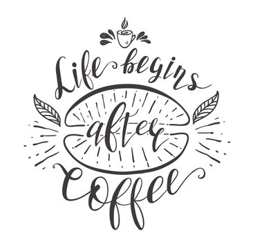 Quote for coffee . Vector hand-drawn lettering