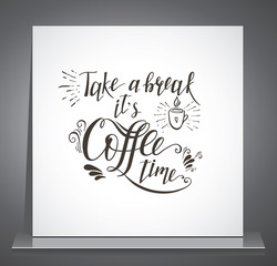 Quote for coffee . Vector hand-drawn lettering