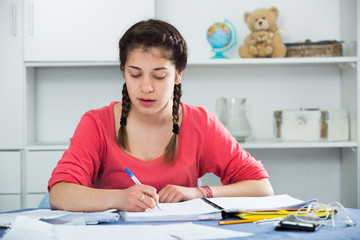 Obraz na płótnie Canvas Girl doing homework