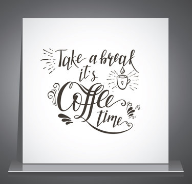 Fototapeta Quote for coffee . Vector hand-drawn lettering