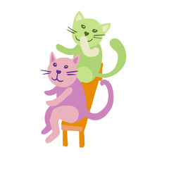 Couple of cats sitting on bench