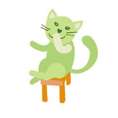 Cat sitting on stool