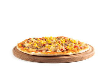 Fresh pizza with cheese