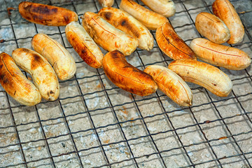 Fried bananas on the grill