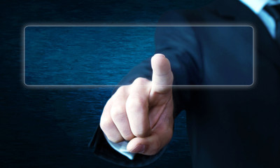 Man touching display.