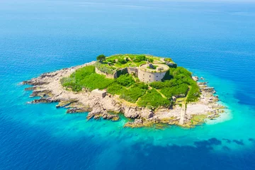 Tissu par mètre Île Vue de dessus de l& 39 île avec une forteresse au soleil