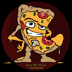 Sexy Mr. Pizza vector drawing