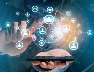 International network displayed on a futuristic interface with globe and connection - technology...