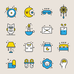 sleep line icons vector illustration flat design