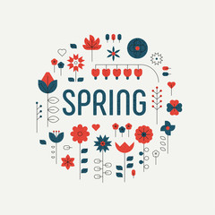 spring flower line icons vector illustration flat design