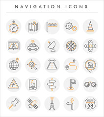 navigation line icons vector illustration flat design