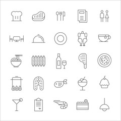 restaurant line icons vector illustration flat design