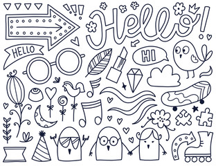 Doodles cute isolated elements.