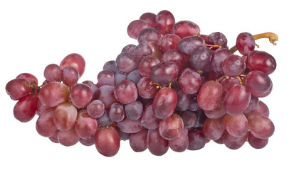red ripe grapes on white