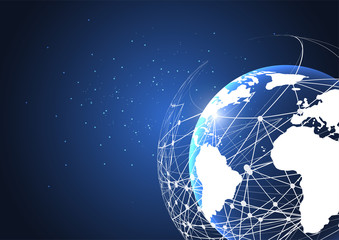 Global network connection. World map point and line composition concept of global business. Vector Illustration