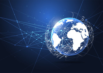 Naklejka premium Global network connection. World map point and line composition concept of global business. Vector Illustration