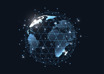 Global network connection. World map point and line composition concept of global business. Vector Illustration