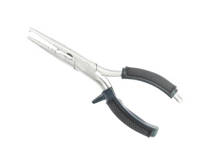 Tackle pliers for fishing isolated on white background