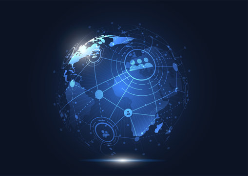 Global network connection. World map point and line composition concept of global business. Vector Illustration