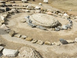 Stones positioned in spiral, near the Romanian Sphinx, in Carpathian Mountains,  Bucegi Natural Park, Romania