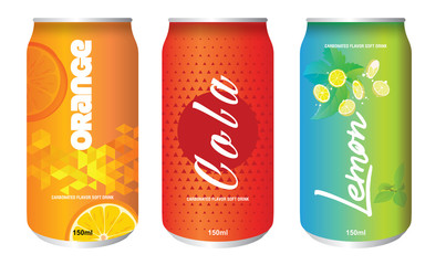Soft drink can isolated vector illustrations