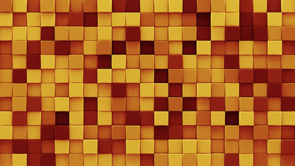 Chaotic extruded orange cubes 3D render