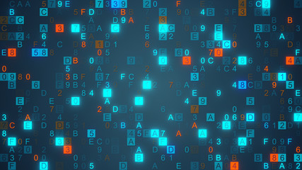 Digital data hex code symbols