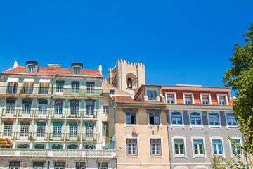     Typical colorful rusty facades wall on houses in Lisbon, Portugal  © ilijaa