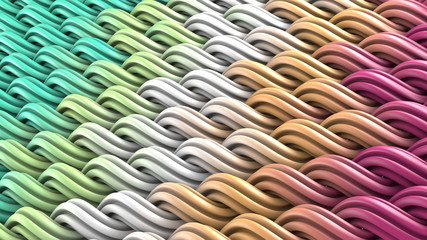 Colorful curles ornament abstract 3D render