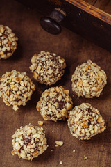 Homemade hazelnut truffle candies