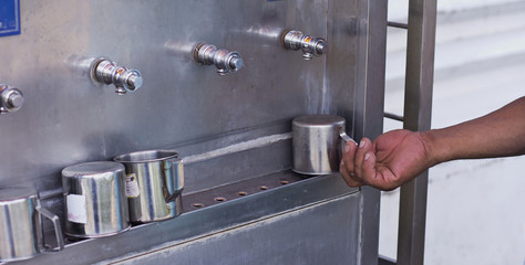 Water dispenser ,clean water ,Stainless steel mug ,metal,stainless,faucet