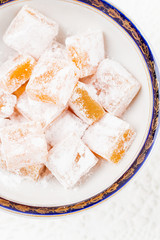 Top view of Turkish delight (rahat lokum)