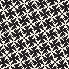 Fototapeta premium Seamless black and white cross lattice pattern. Abstract geometric tiling mosaic. Stylish background design