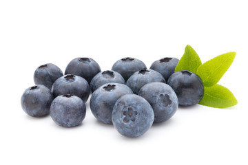 Fresh blueberries on a white background.