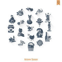 Set of Flat Autumn Icons