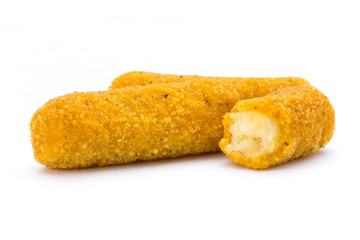 Fish fingers on the white background.