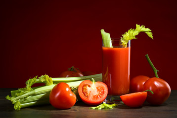 Tomato juice with celery sticks