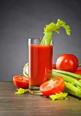 Tomato juice with celery sticks