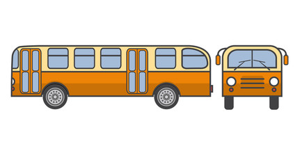 Old-fashioned a retro the city passenger vintage bus in flat style a vector.Element of design of infographics or travel company.