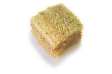 One east sweet baklava pastry isolated on white