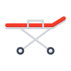 Stretcher medical icon, vector illustration in flat style
