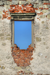 Window in the ruins of the Gothic castle