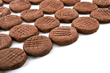 Chocolate butter cookies brownie isolated on white background