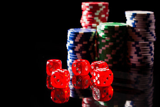 Dice and casino chips