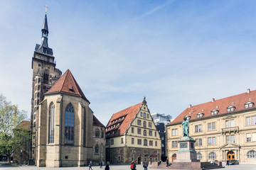 Fototapeta premium STUTTGART, GERMANY - April 12, 2017: Schlossplatz is the largest square in the center of Stuttgart, GERMANY