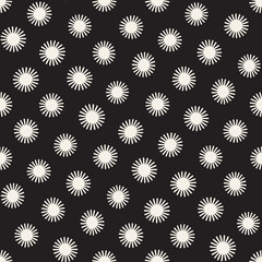 Vector seamless sunburst shapes freehand pattern. Abstract background with round brush strokes. Hand drawn texture