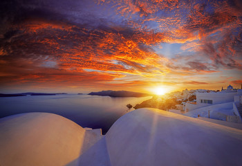 Oia village at sunset, Santorini island