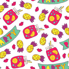 Seamless hand drawn summer pattern