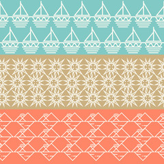 Vintage geometric horizontal seamless pattern set